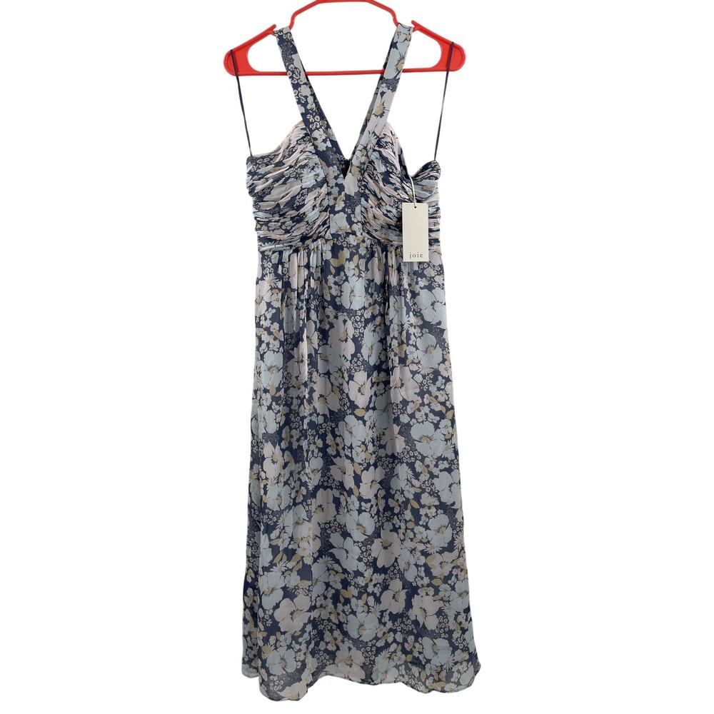 JOIE Margot Dress SZ 4 NWT 100% Silk Nightshadow Blue Sample Chiffon Midi Floral